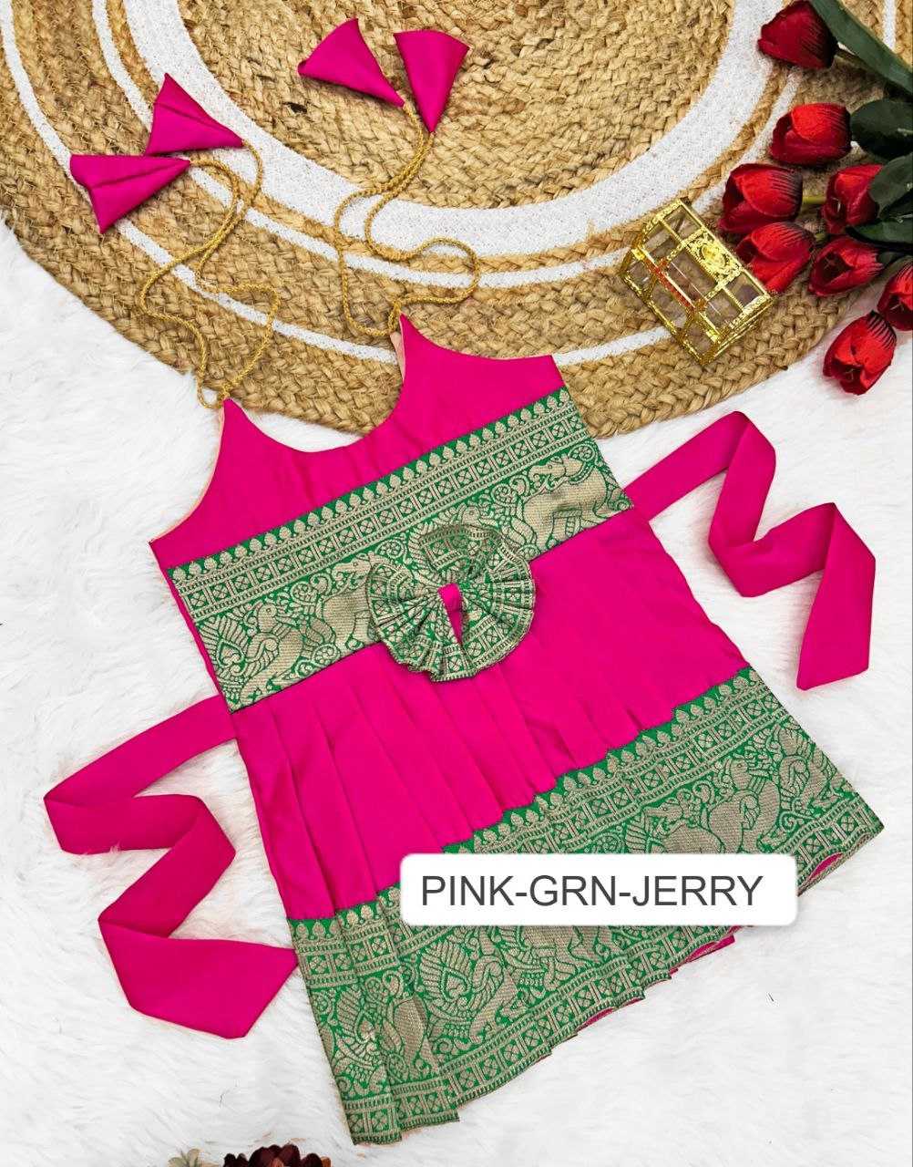 Ynf Soft Tapeta Silk RIN204 Tapeta Kids Wear Festive Collections Wholesale Girls Frock Kids Festive Wear Kids Silk Dress Manufacturer