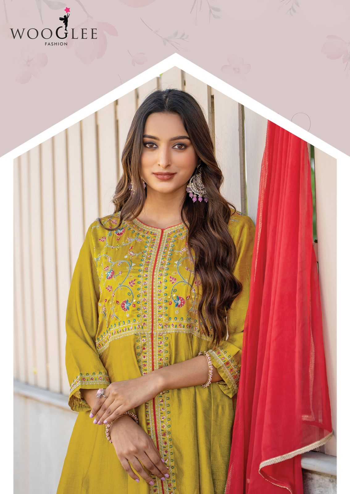 Ynf Soft Vichitra RIN190 WOOGLEE-Surkhi Setwise Collections Wholesale Gowns Catalogs Manufacturer