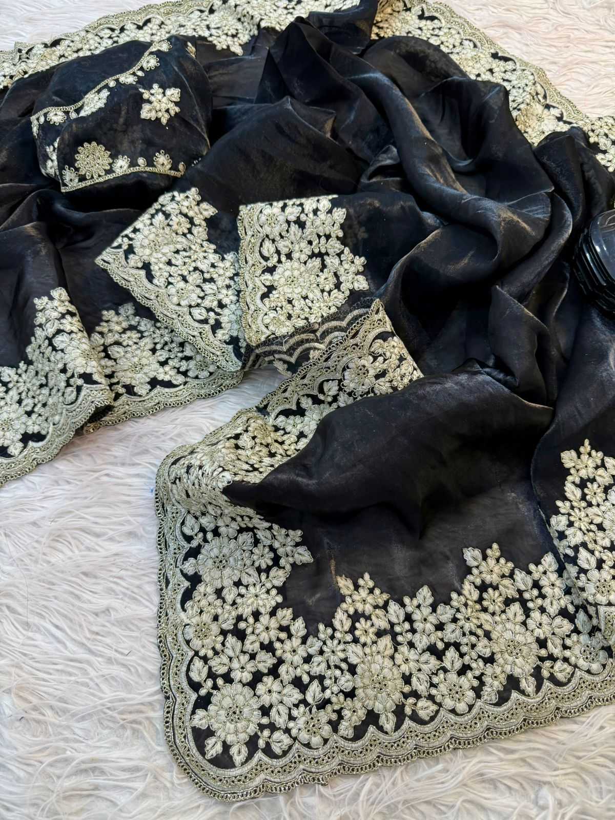 Ynf Space Silk RIN178 black addition Silk Sarees Wholesale Designer Silk Sarees Silk Sarees For Weddings Embroidered Silk Sarees Manufacturer