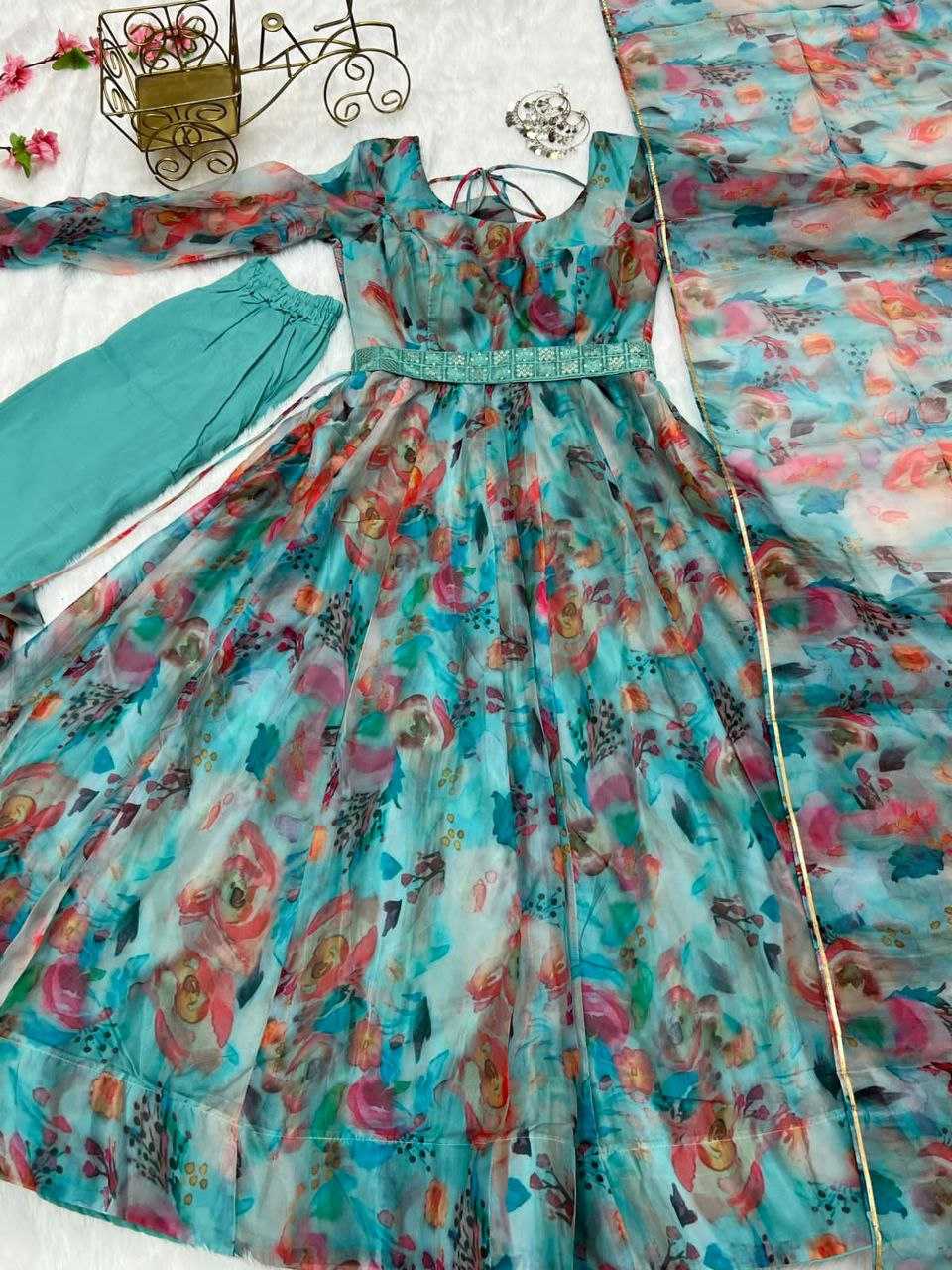 Ynf Tabby Silk Organza KESH527 16 Gowns Wholesale Printed Gowns Embroidery Gowns Anarkali Gown Manufacturer