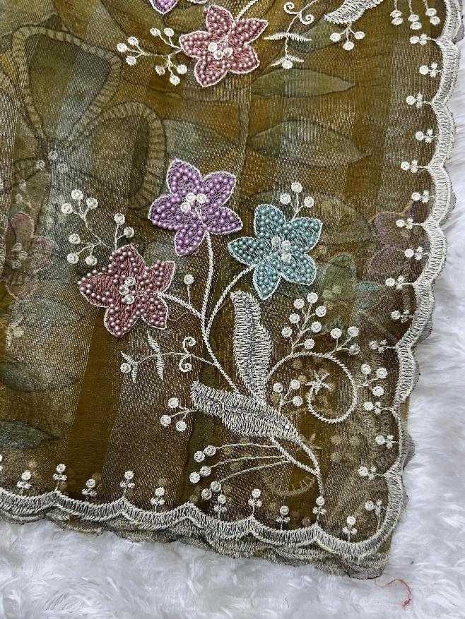 Ynf Tissue KESH500 dusky Pearl Sarees Wholesale Designer Sarees Embroidered Sarees Stone Work Saree Manufacturer