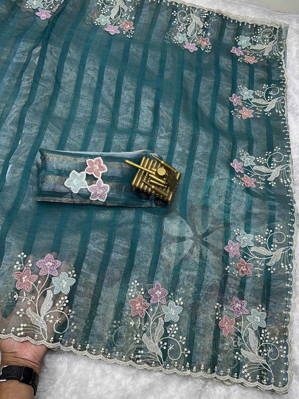 Ynf Tissue KESH500 dusky Pearl Sarees Wholesale Designer Sarees Embroidered Sarees Stone Work Saree Manufacturer