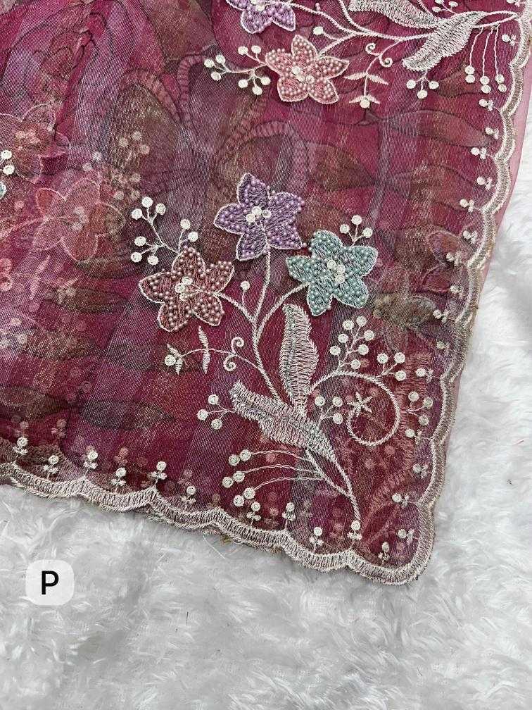 Ynf Tissue KESH500 dusky Pearl Sarees Wholesale Designer Sarees Embroidered Sarees Stone Work Saree Manufacturer