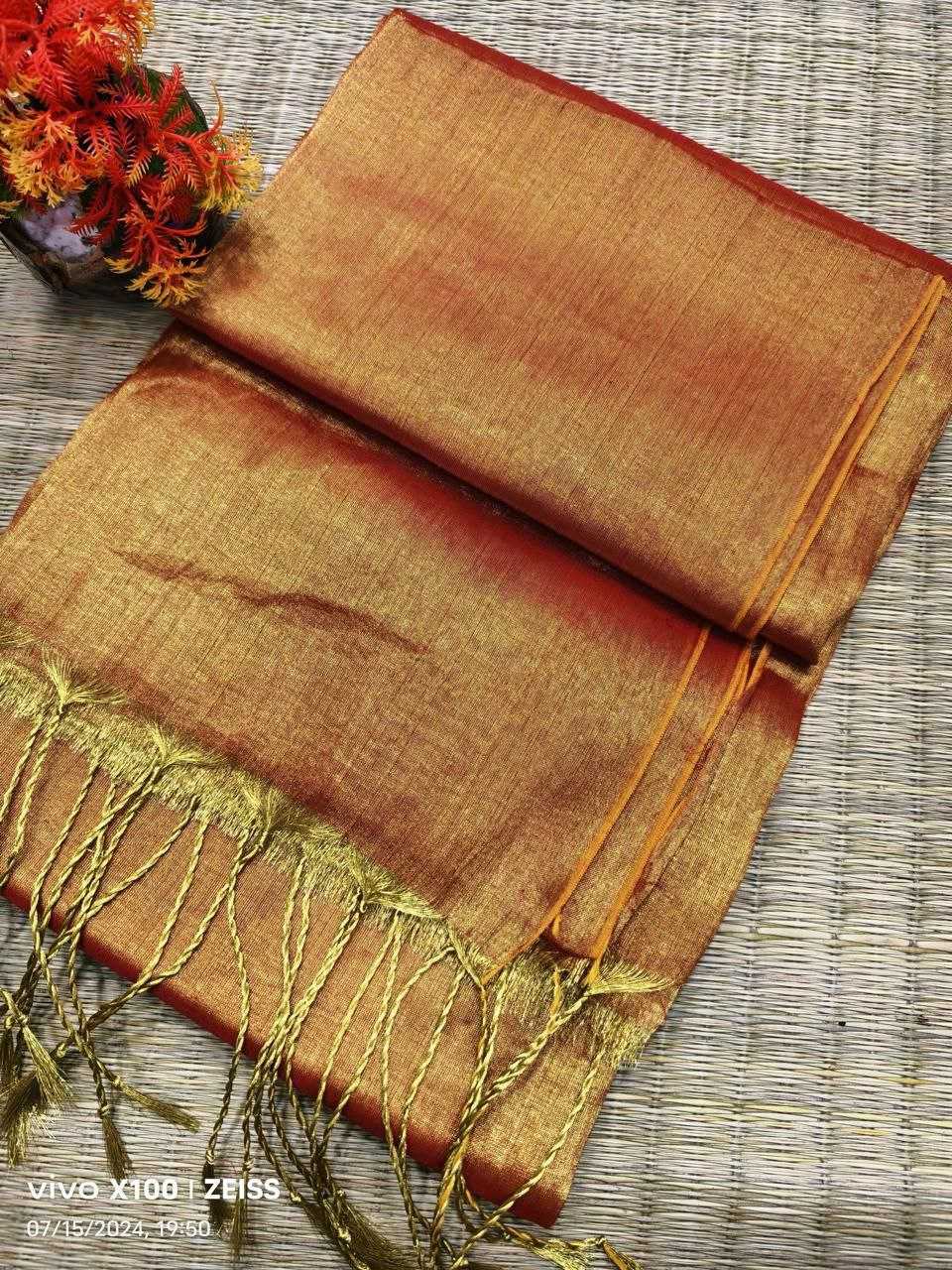 Ynf Tissue KESH525 PURE RAGA TISSUE Sarees Wholesale Party Wear Sarees Lightweight Sarees Manufacturer