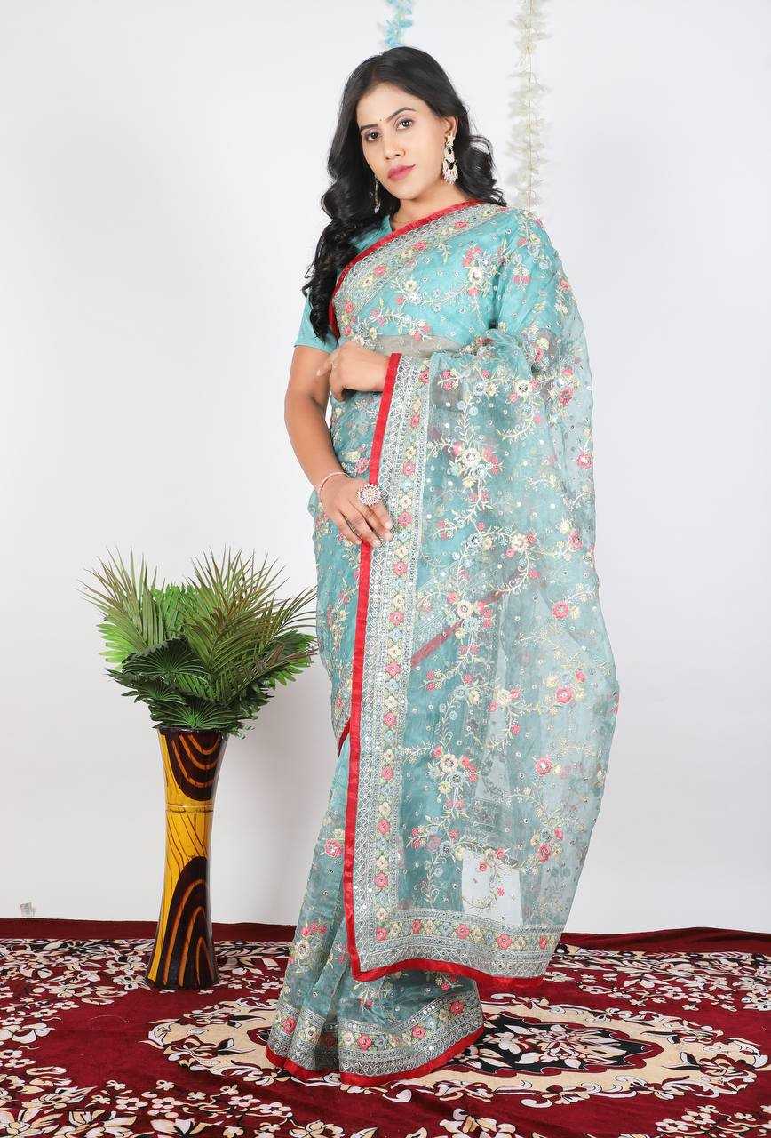 Ynf Tissue KESH556 303 Sarees Wholesale Organza Sarees Sequence Sarees Manufacturer