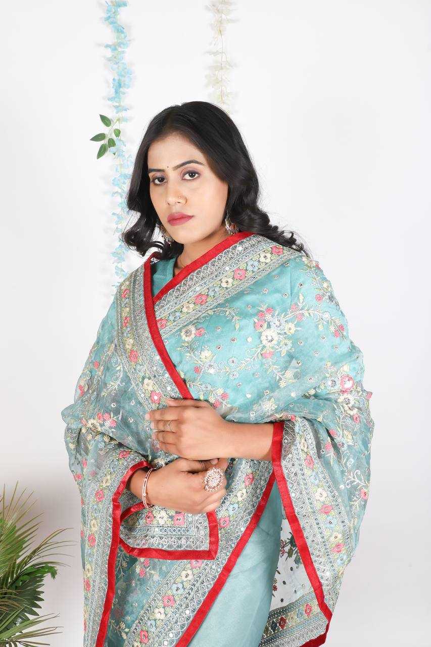 Ynf Tissue KESH556 303 Sarees Wholesale Organza Sarees Sequence Sarees Manufacturer