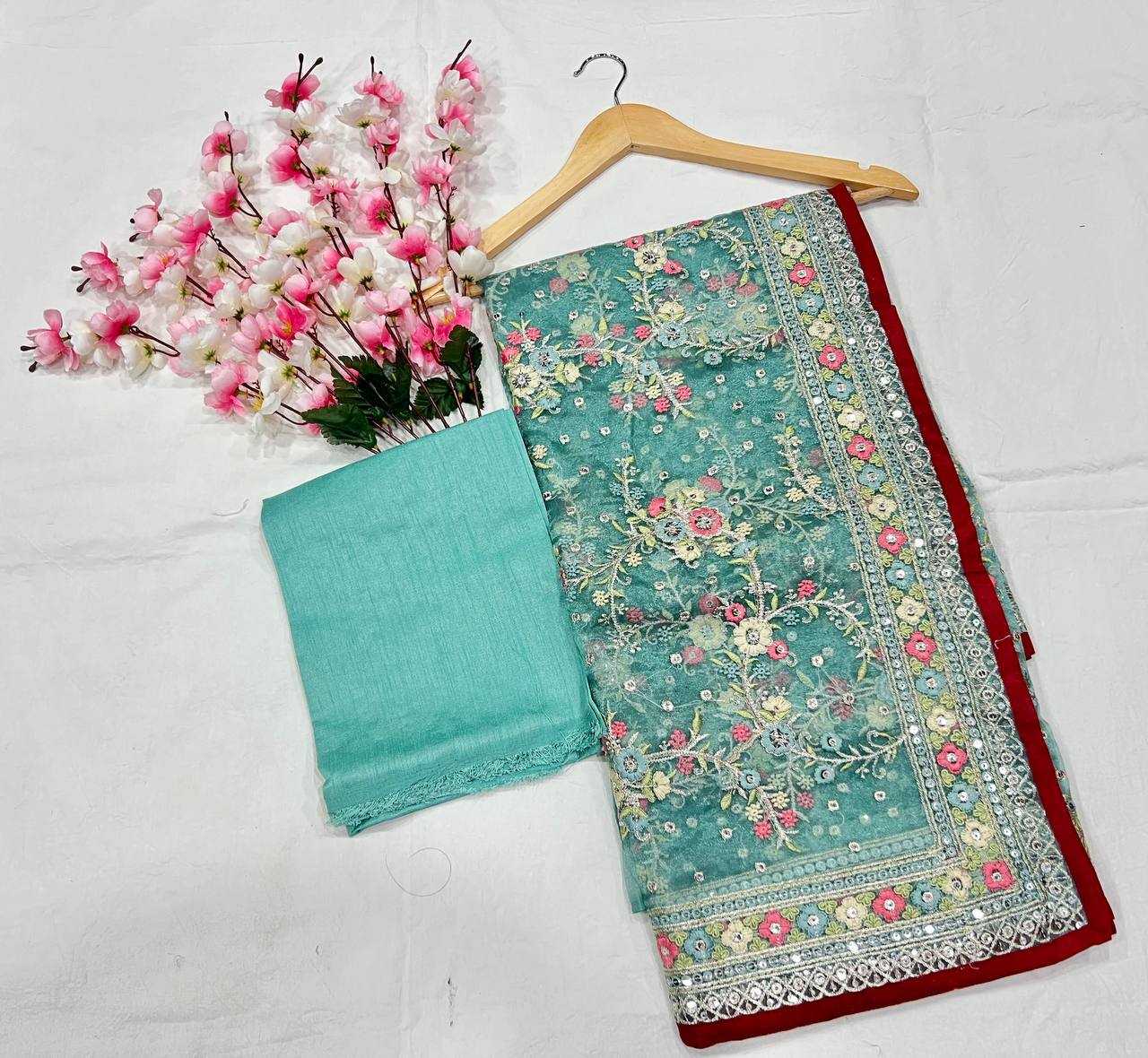 Ynf Tissue KESH556 303 Sarees Wholesale Organza Sarees Sequence Sarees Manufacturer