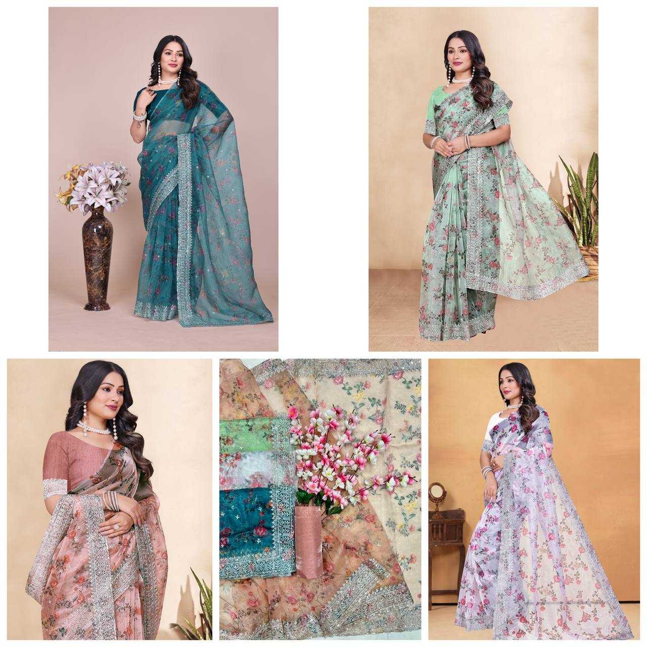 Ynf Tissue KESH556 320 Sarees Wholesale Designer Sarees Organza Sarees Manufacturer