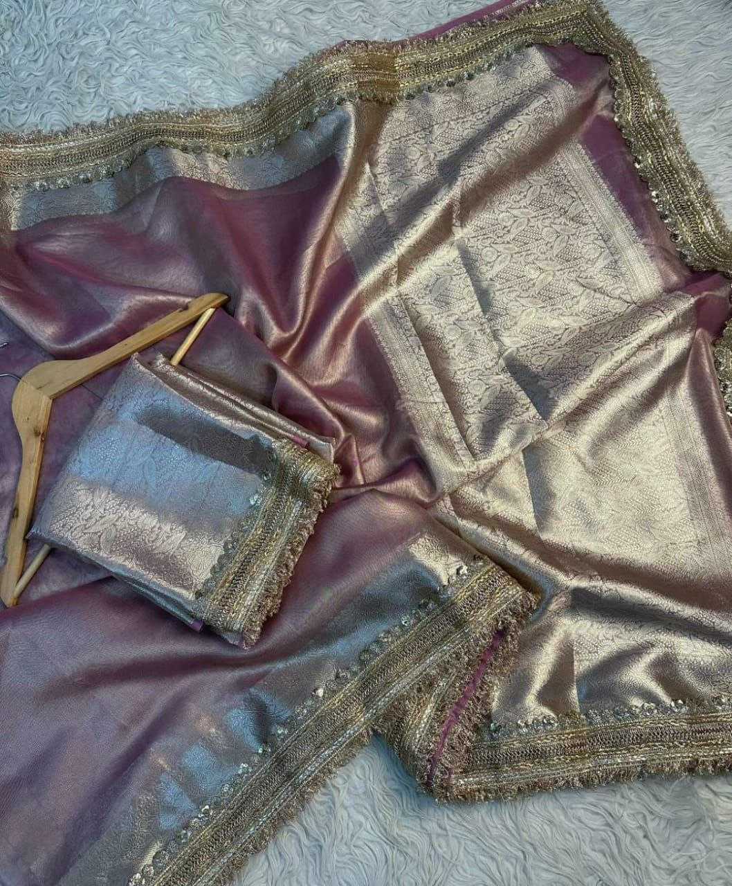 Ynf Tissue Silk KESH525 MAHARANI TISSUE LACE PURPLE Silk Sarees Wholesale Banarasi Silk Sarees Manufacturer