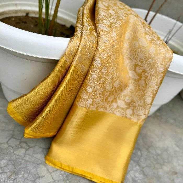 Ynf Tissue Silk KESH525 WHITE FLOWERS Silk Sarees Wholesale Party Wear Silk Sarees Banarasi Silk Sarees With Zari Work Manufacturer