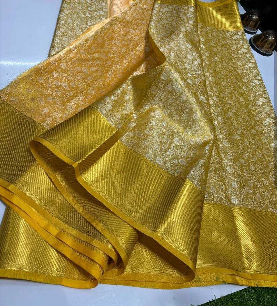 Ynf Tissue Silk KESH525 WHITE FLOWERS Silk Sarees Wholesale Party Wear Silk Sarees Banarasi Silk Sarees With Zari Work Manufacturer