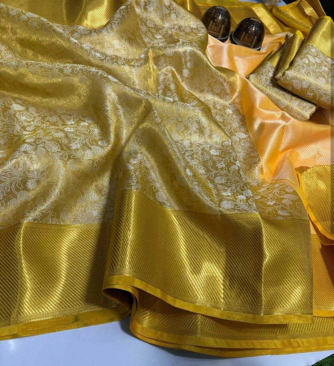 Ynf Tissue Silk KESH525 WHITE FLOWERS Silk Sarees Wholesale Party Wear Silk Sarees Banarasi Silk Sarees With Zari Work Manufacturer