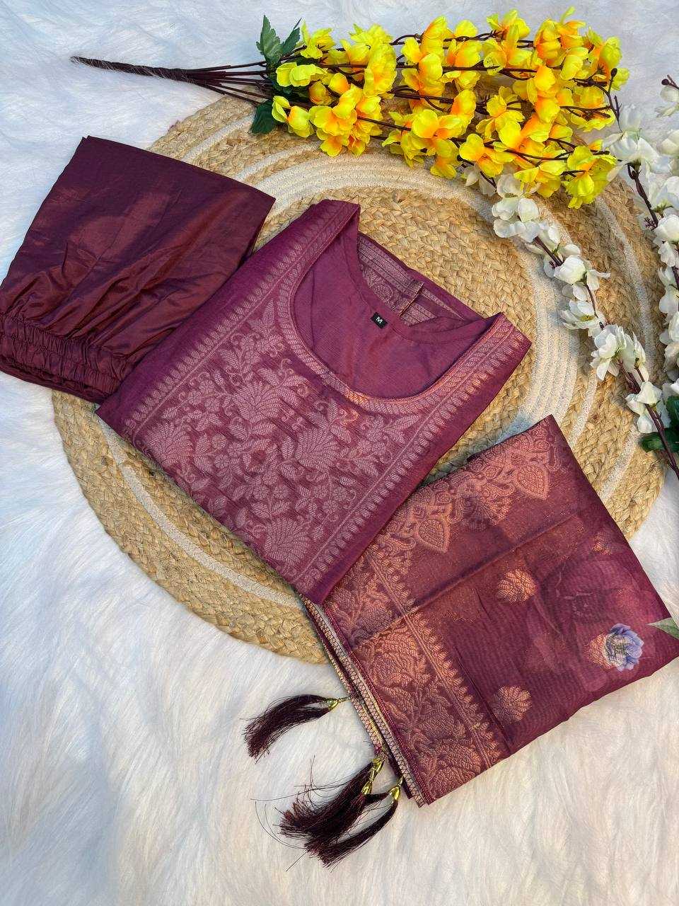 Ynf Tissue Silk RIN189 1195 Kurti Wholesale Party Wear Kurtis Printed Kurtis Kurti Bottom With Dupatta Manufacturer