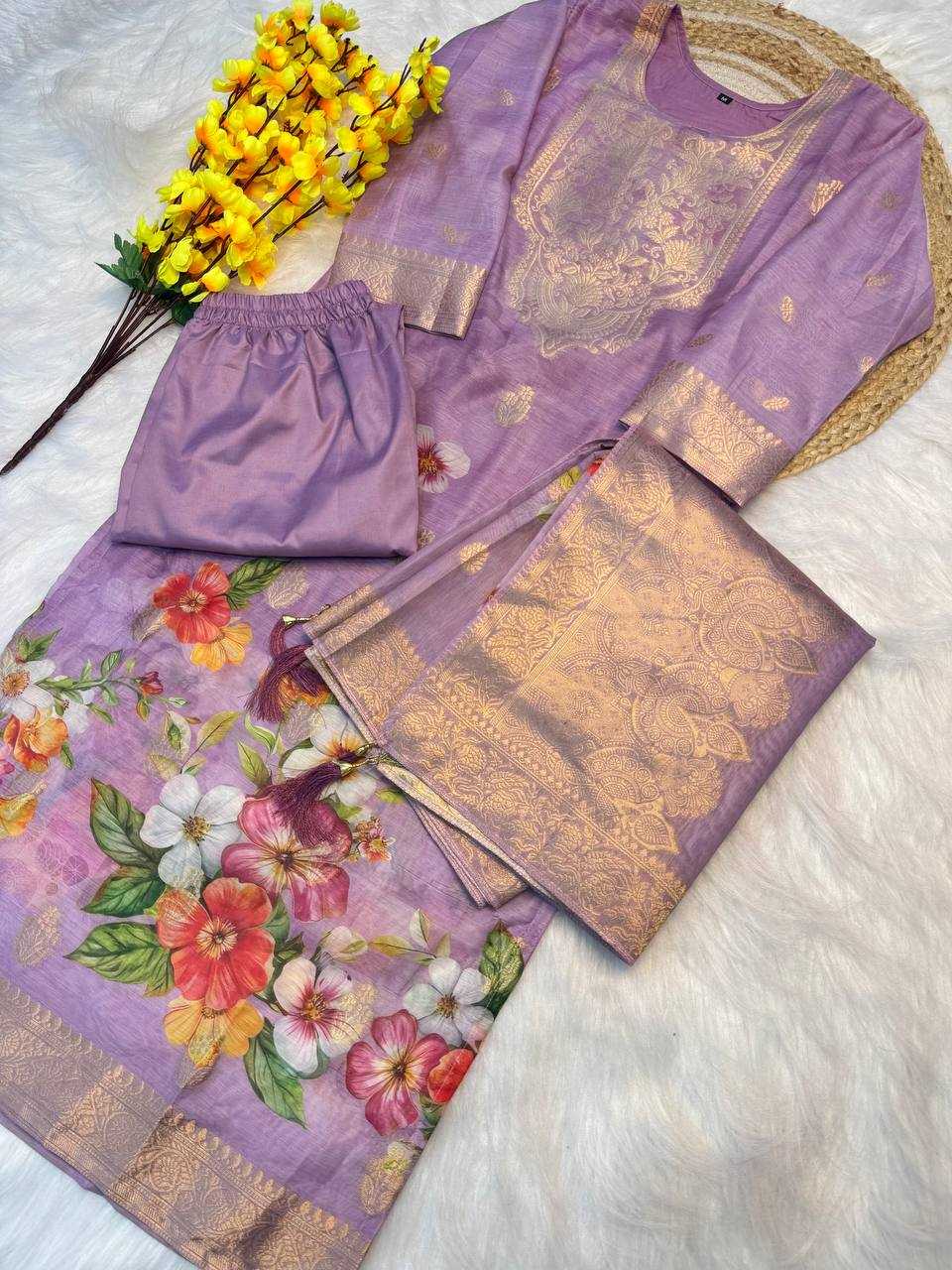 Ynf Tissue Silk RIN189 1195 Kurti Wholesale Party Wear Kurtis Printed Kurtis Kurti Bottom With Dupatta Manufacturer