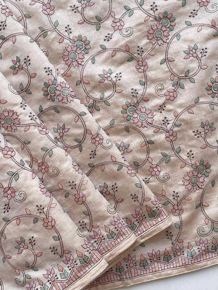 Ynf Tussar Silk KESH249 VASUNDHARA Sarees Festive Collections Wholesale Embroidered Sarees Tussar Sarees Onam Collections Manufacturer