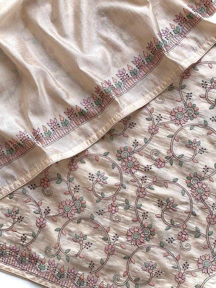 Ynf Tussar Silk KESH249 VASUNDHARA Sarees Festive Collections Wholesale Embroidered Sarees Tussar Sarees Onam Collections Manufacturer