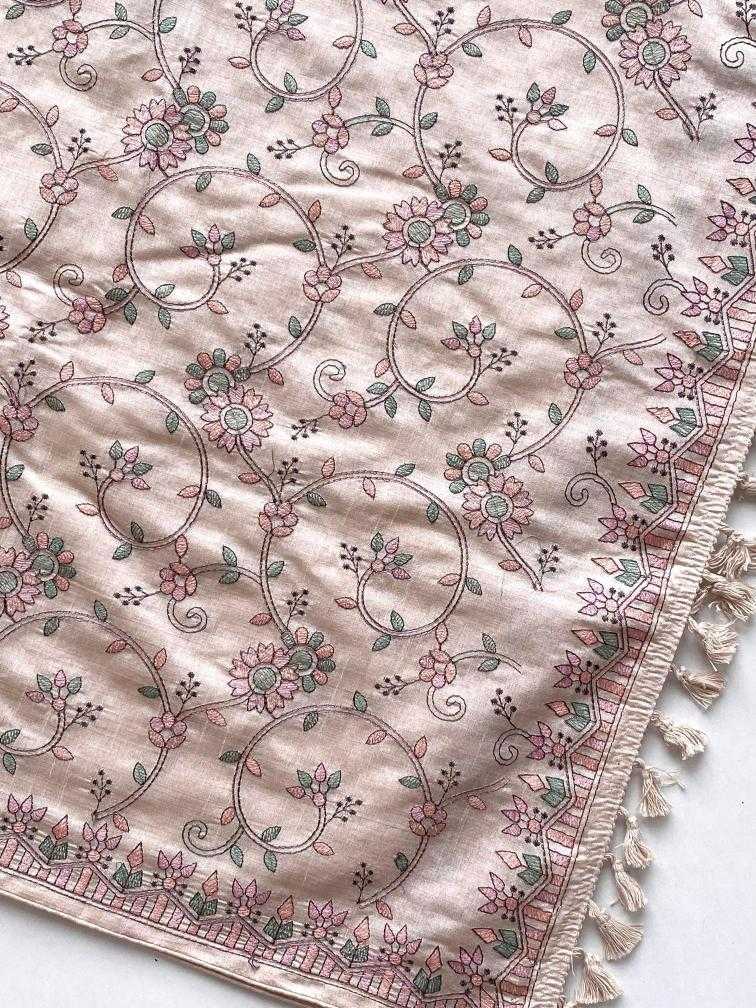 Ynf Tussar Silk KESH249 VASUNDHARA Sarees Festive Collections Wholesale Embroidered Sarees Tussar Sarees Onam Collections Manufacturer