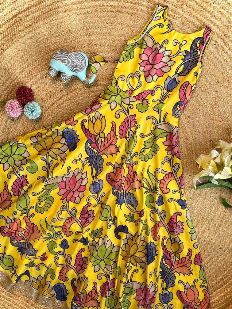 Ynf Tussar Silk KESH249 yellow Kids Wear Wholesale Kids Gown Kids Ethnic Gowns Manufacturer