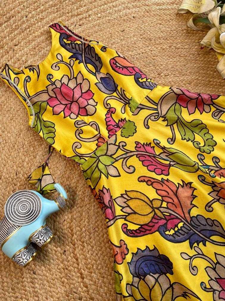 Ynf Tussar Silk KESH249 yellow Kids Wear Wholesale Kids Gown Kids Ethnic Gowns Manufacturer