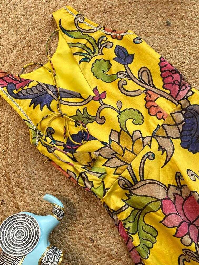 Ynf Tussar Silk KESH249 yellow Kids Wear Wholesale Kids Gown Kids Ethnic Gowns Manufacturer