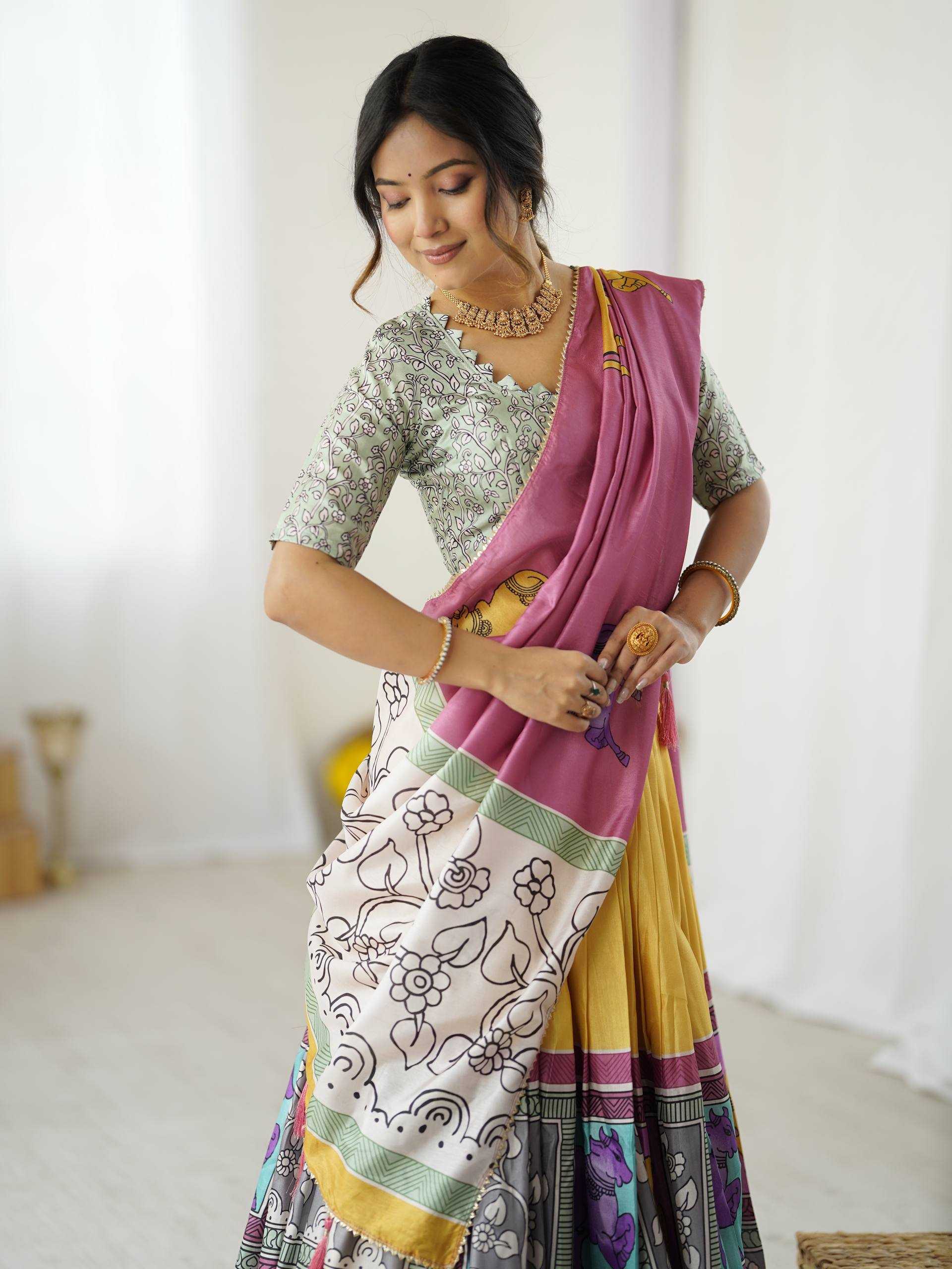 Ynf Tussar Silk KESH485 80 Lehengas Wholesale Designer Lehenga Fancy Lehenga Kalamkari Lehenga Manufacturer