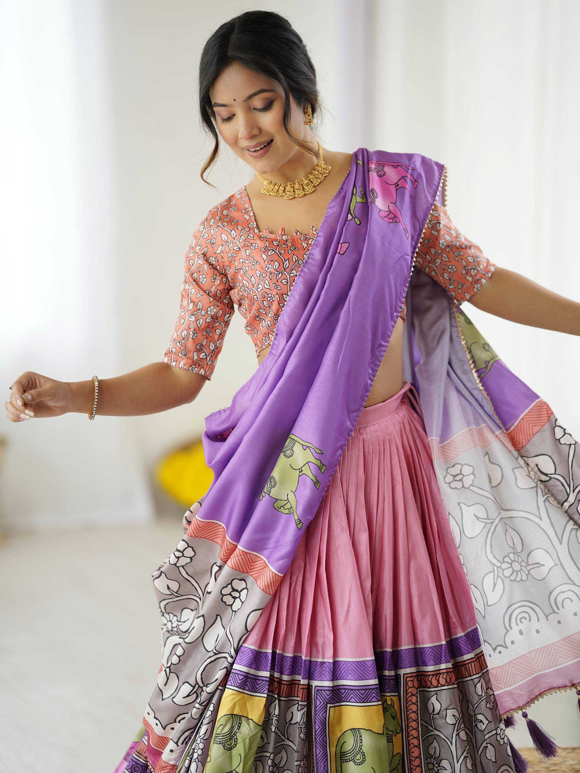 Ynf Tussar Silk KESH485 80 Lehengas Wholesale Designer Lehenga Fancy Lehenga Kalamkari Lehenga Manufacturer