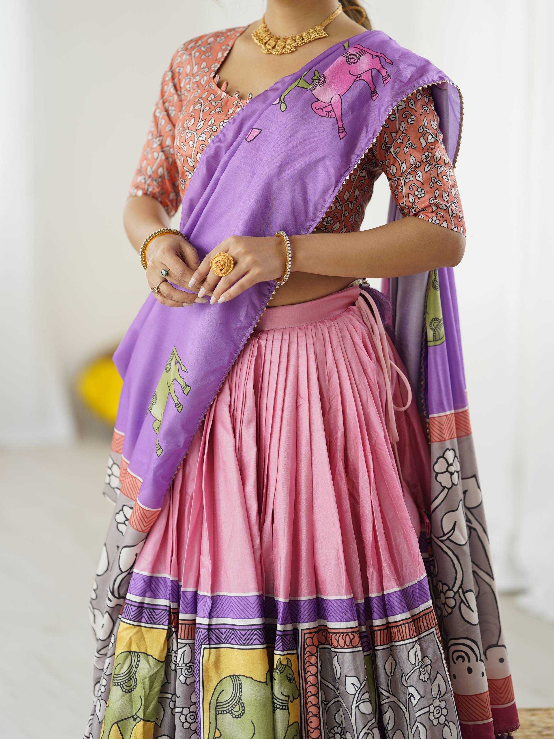 Ynf Tussar Silk KESH485 80 Lehengas Wholesale Designer Lehenga Fancy Lehenga Kalamkari Lehenga Manufacturer