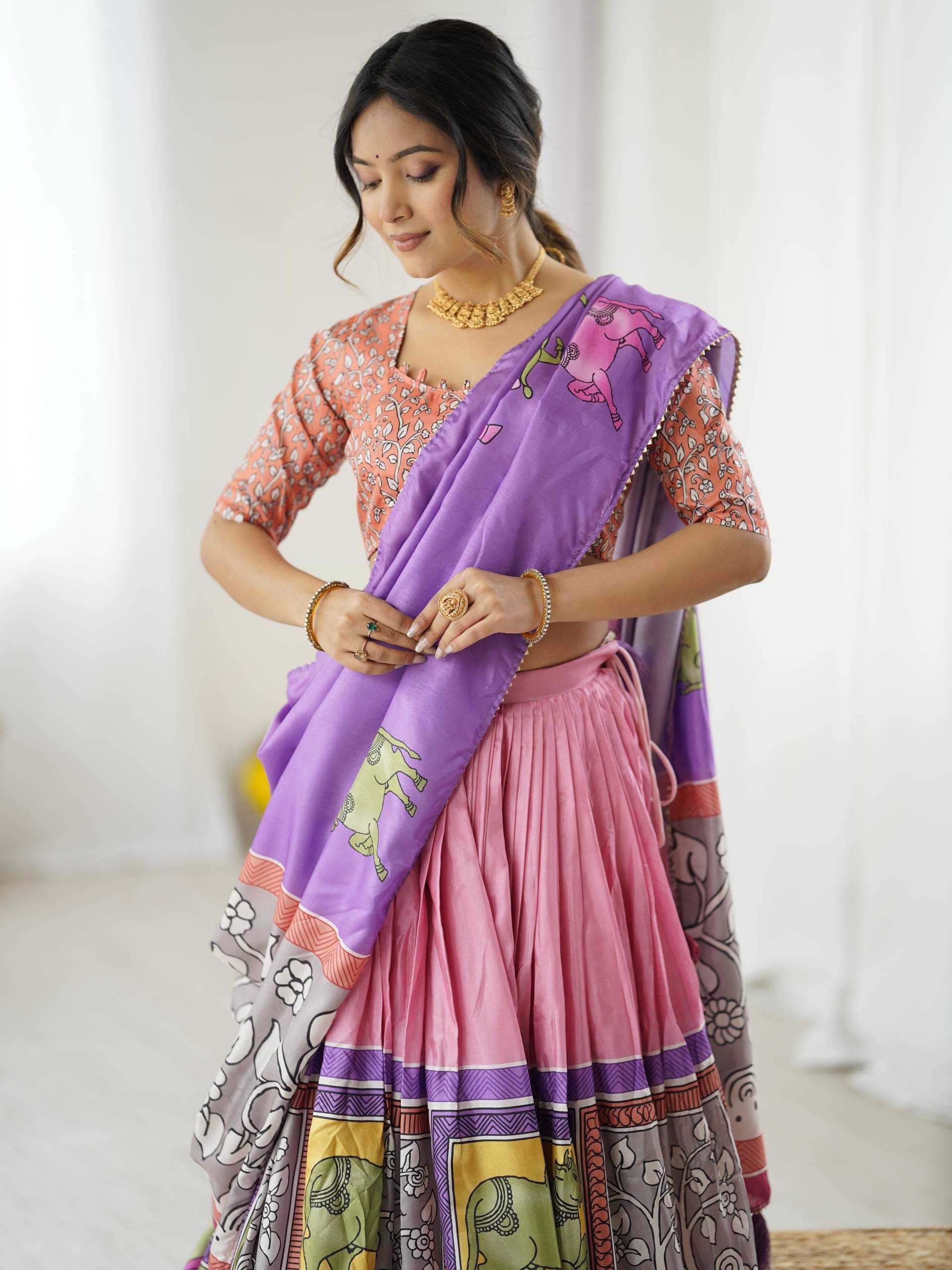 Ynf Tussar Silk KESH485 80 Lehengas Wholesale Designer Lehenga Fancy Lehenga Kalamkari Lehenga Manufacturer