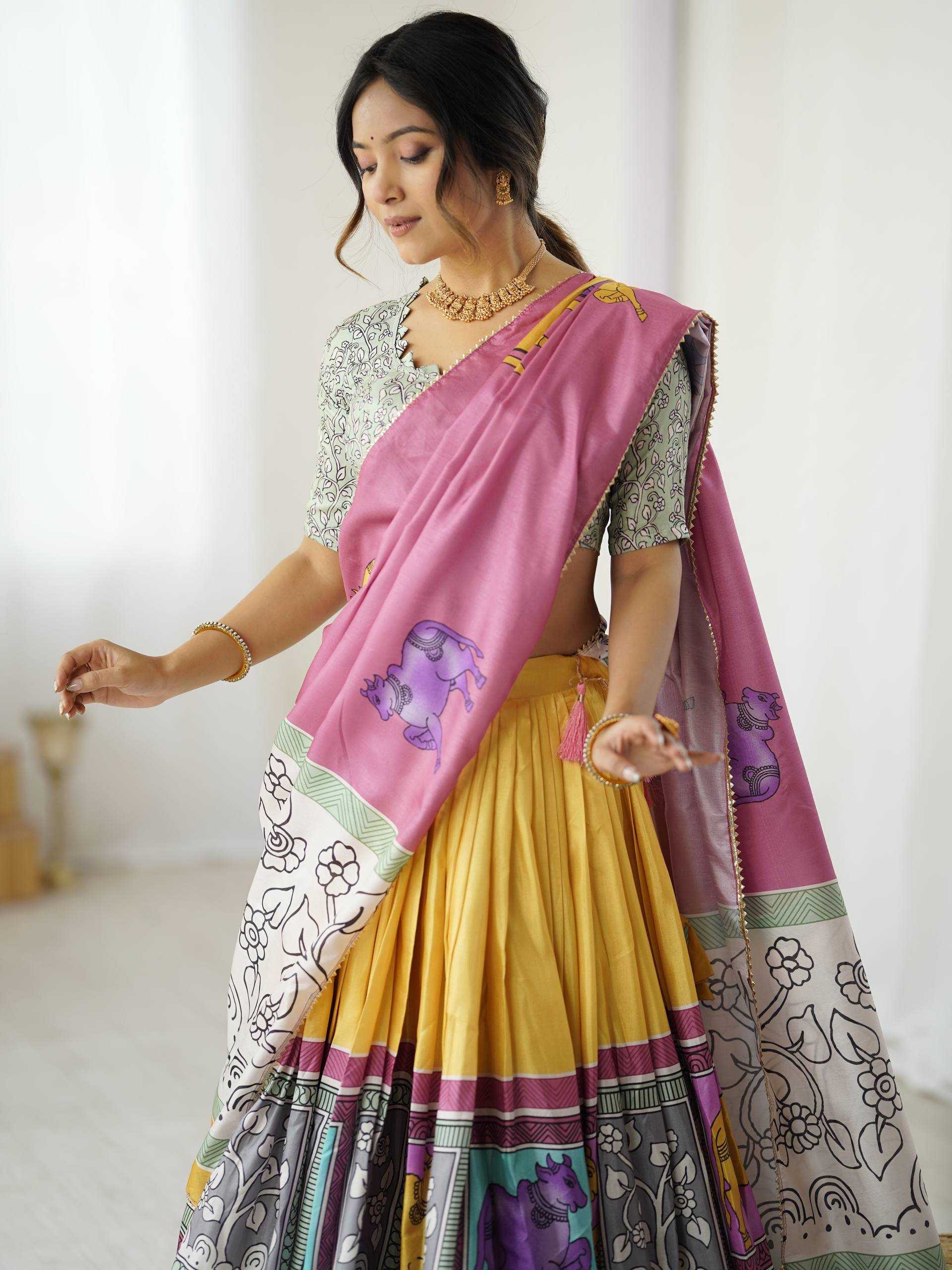 Ynf Tussar Silk KESH485 80 Lehengas Wholesale Designer Lehenga Fancy Lehenga Kalamkari Lehenga Manufacturer