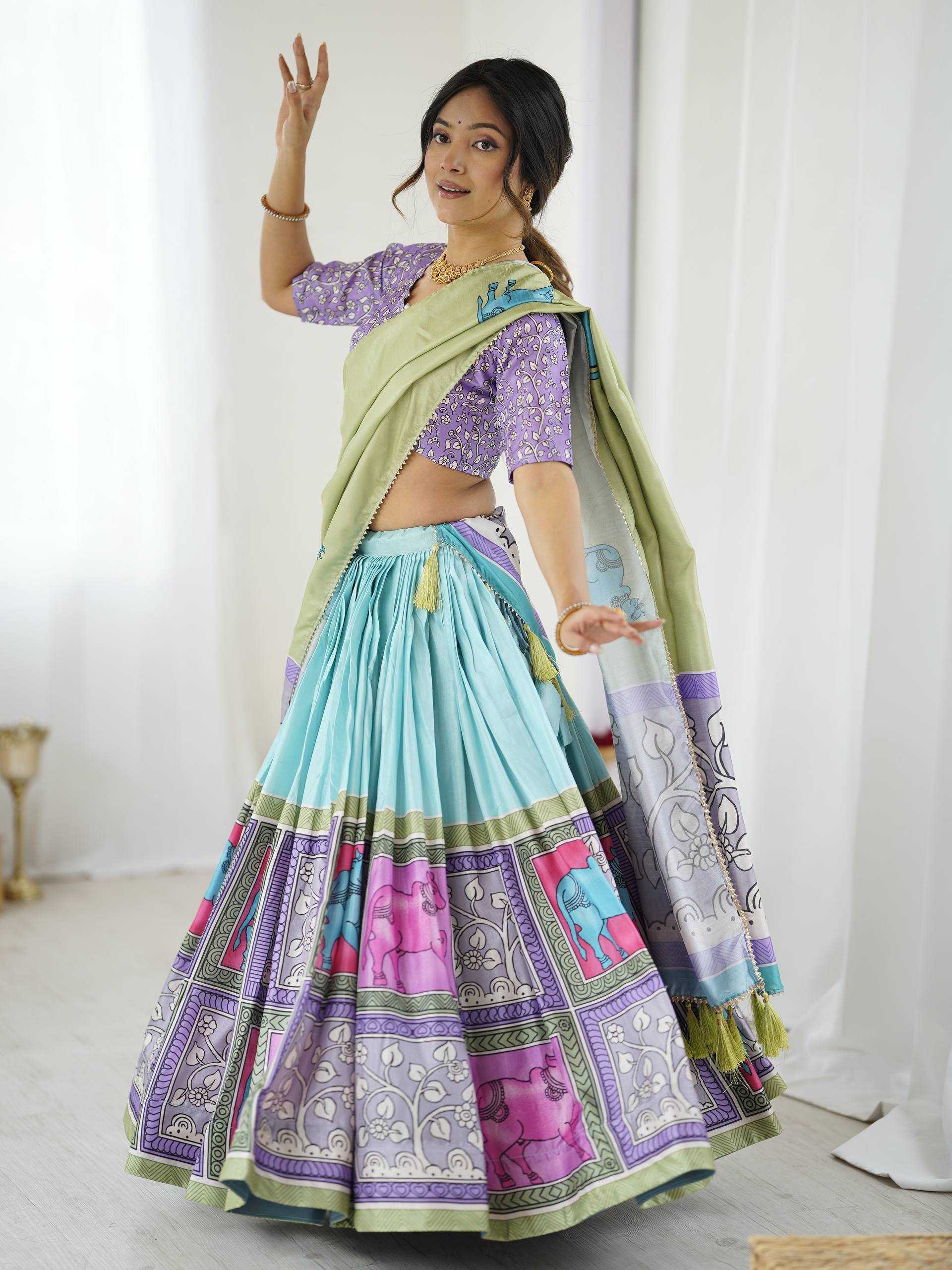 Ynf Tussar Silk KESH485 80 Lehengas Wholesale Designer Lehenga Fancy Lehenga Kalamkari Lehenga Manufacturer