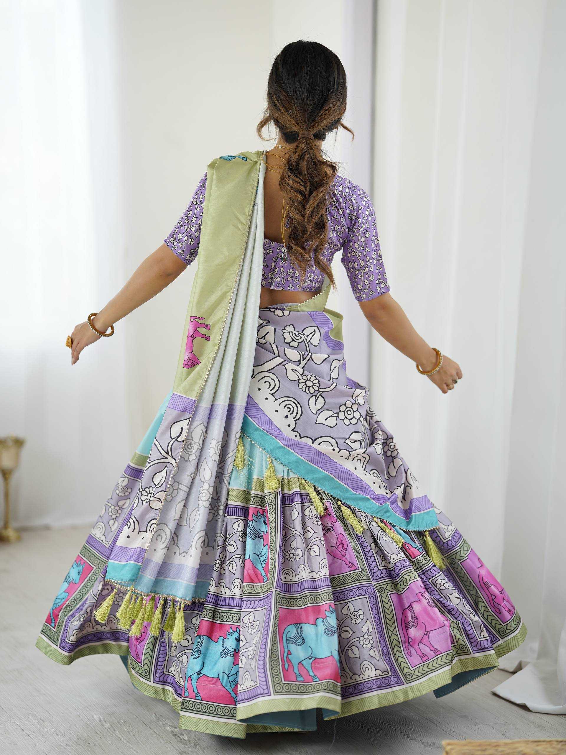 Ynf Tussar Silk KESH485 80 Lehengas Wholesale Designer Lehenga Fancy Lehenga Kalamkari Lehenga Manufacturer