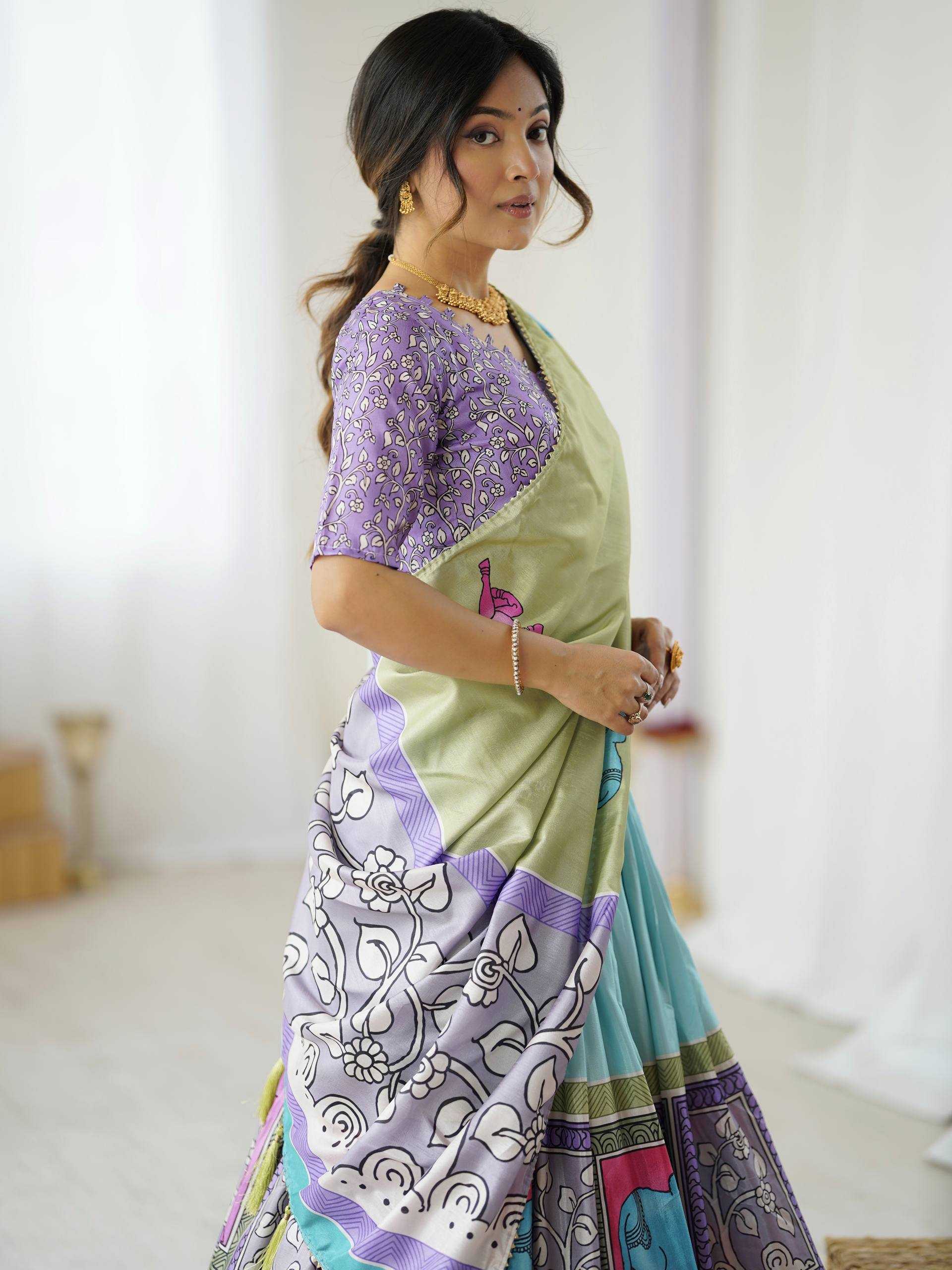 Ynf Tussar Silk KESH485 80 Lehengas Wholesale Designer Lehenga Fancy Lehenga Kalamkari Lehenga Manufacturer