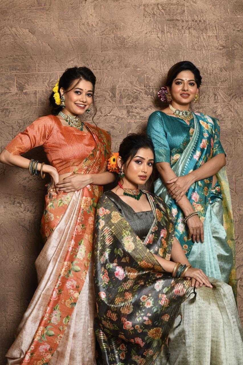 Ynf Tussar Silk KESH505 SONAL FLOWER Silk Sarees Wholesale Tussar Silk Sarees Manufacturer