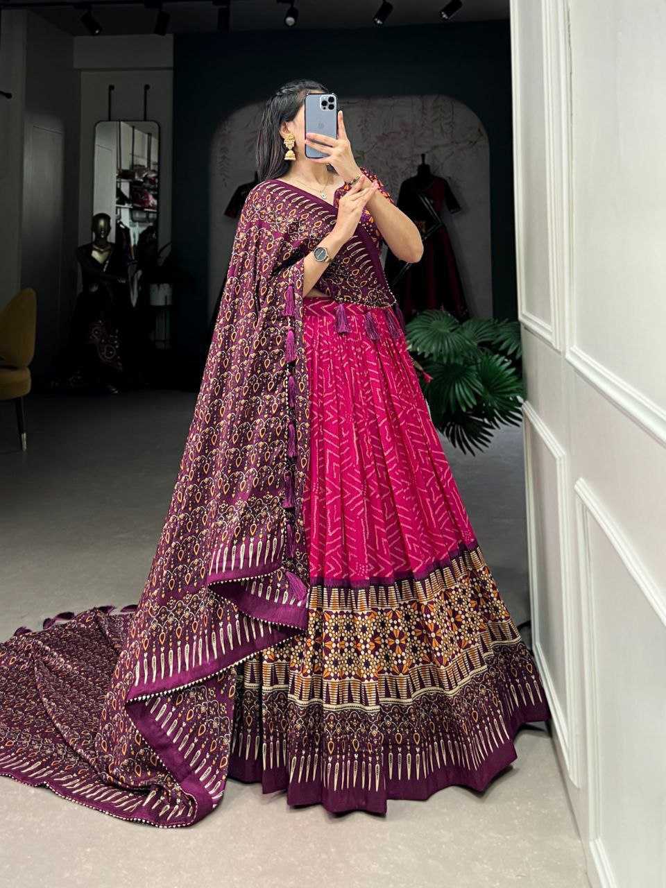 Ynf Tussar Silk KESH511 AJARAK2 Lehengas Wholesale Embroidered Lehenga Lehenga With Dupatta Lehenga With Blouse Manufacturer