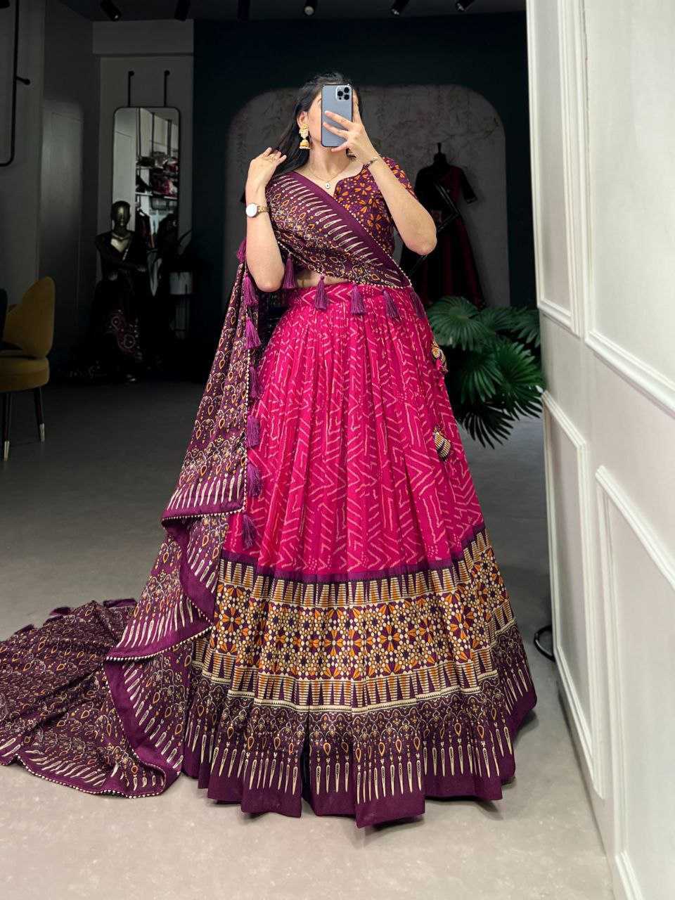 Ynf Tussar Silk KESH511 AJARAK2 Lehengas Wholesale Embroidered Lehenga Lehenga With Dupatta Lehenga With Blouse Manufacturer