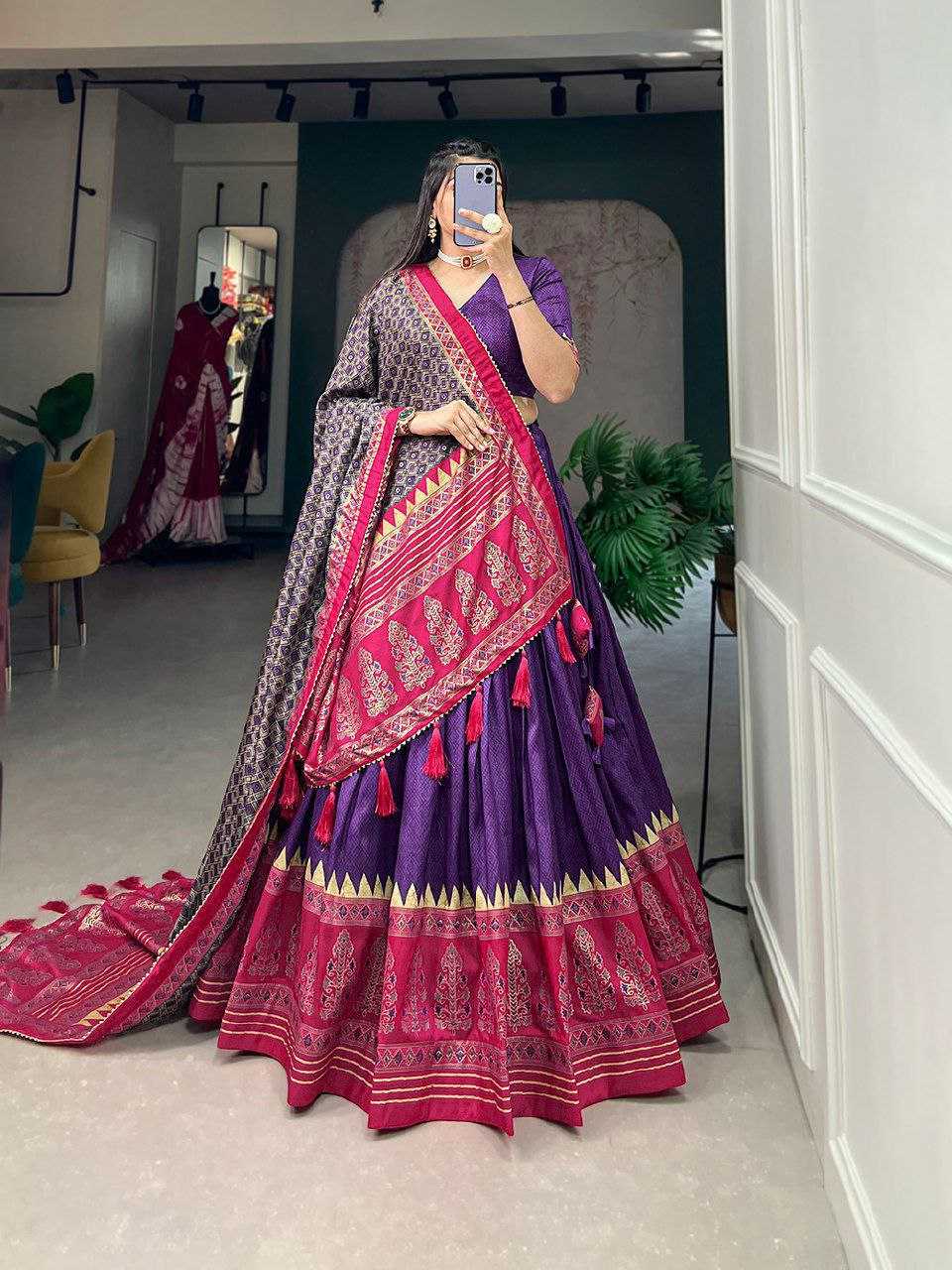 Ynf Tussar Silk KESH511 AJRAKH Festive Collections Wholesale Navratri Chaniya Choli Manufacturer