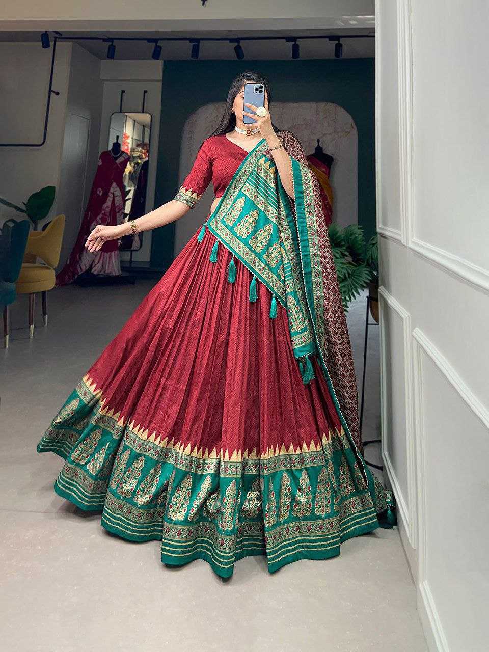 Ynf Tussar Silk KESH511 AJRAKH Festive Collections Wholesale Navratri Chaniya Choli Manufacturer