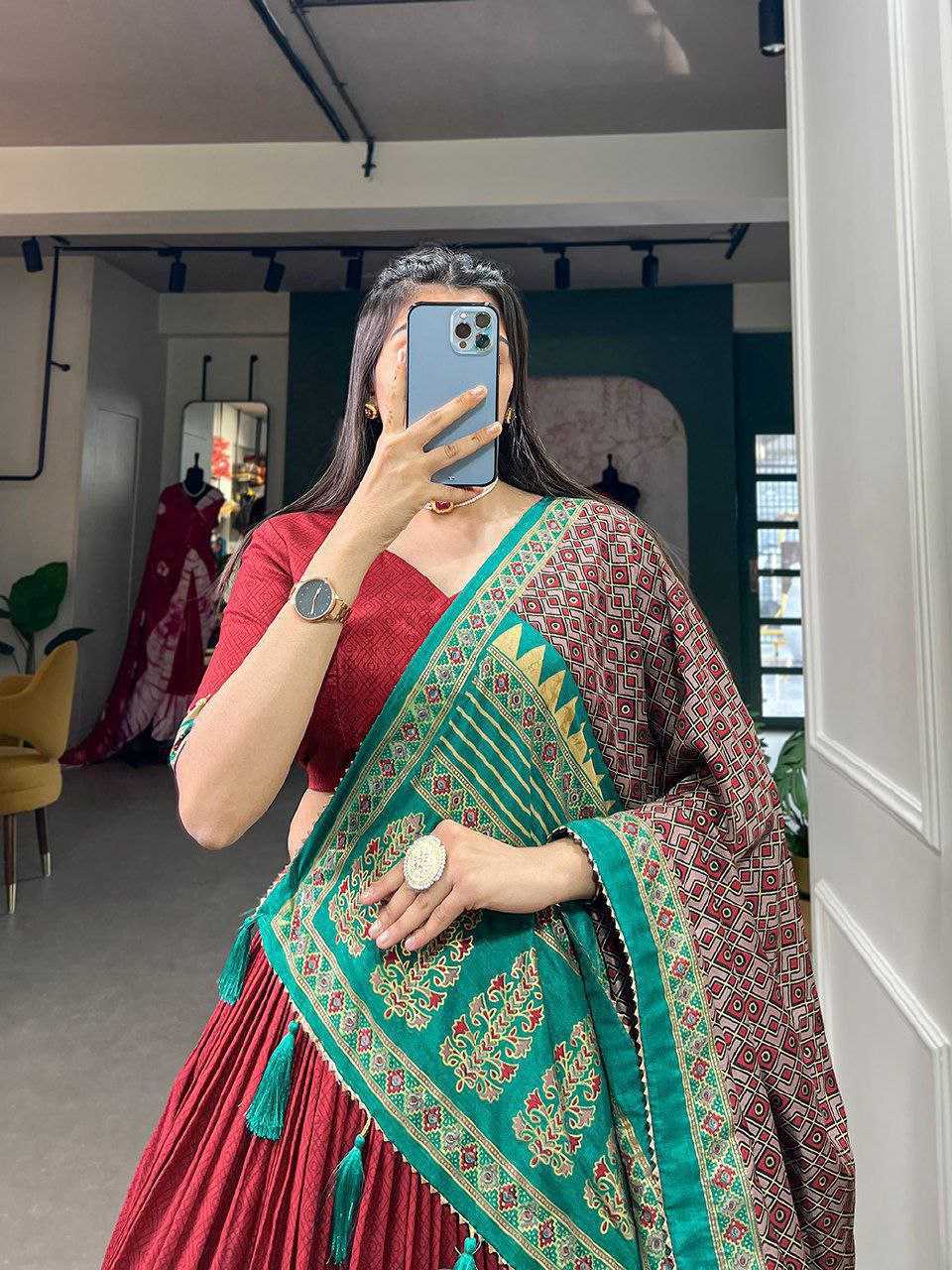 Ynf Tussar Silk KESH511 AJRAKH Festive Collections Wholesale Navratri Chaniya Choli Manufacturer