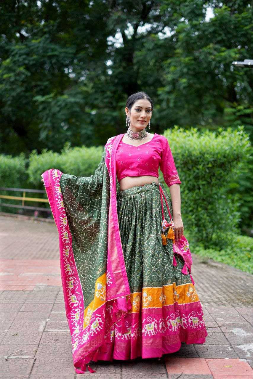 Ynf Tussar Silk KESH511 Ekta bandhni Lehengas Wholesale Traditional Lehenga Silk Lehenga Printed Lehenga Manufacturer