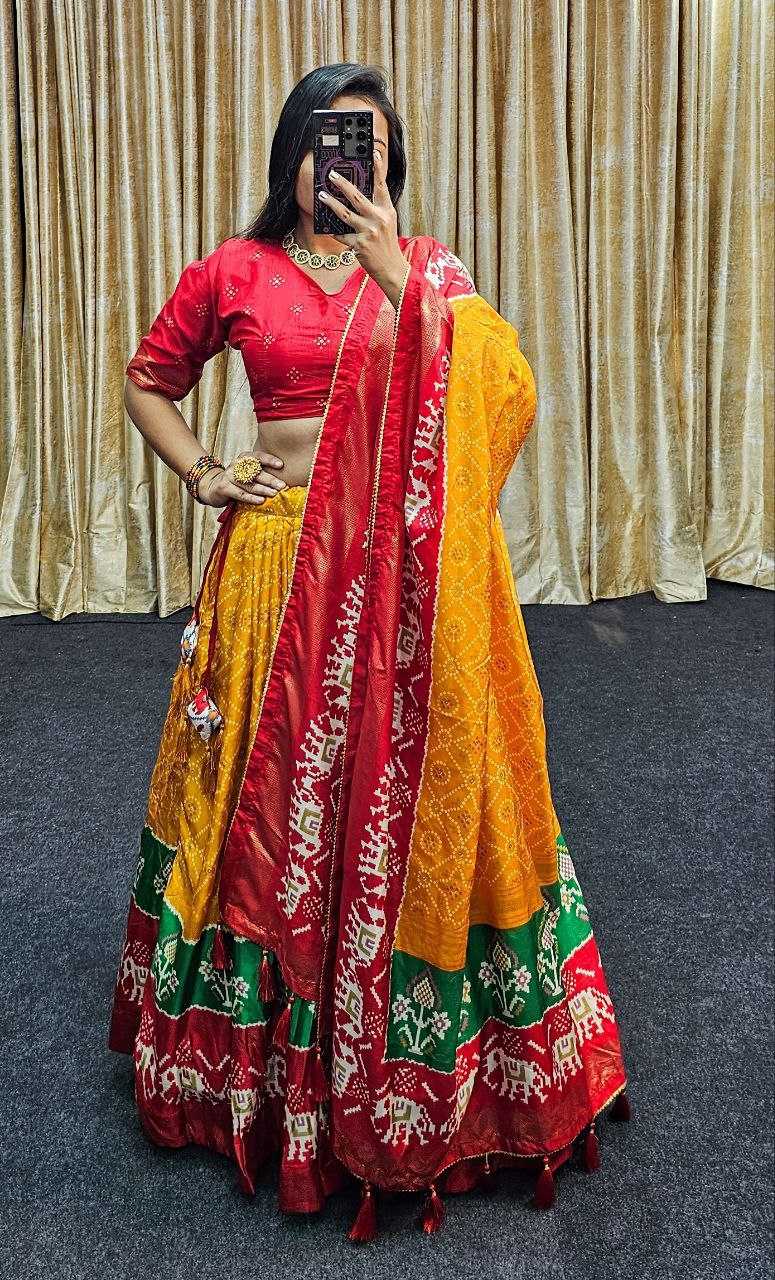 Ynf Tussar Silk KESH511 Ekta bandhni Lehengas Wholesale Traditional Lehenga Silk Lehenga Printed Lehenga Manufacturer