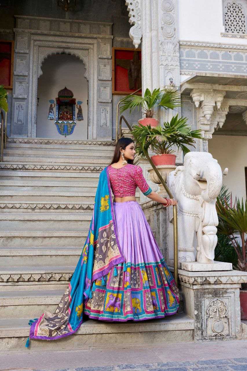 Ynf Tussar Silk KESH511 square box Lehengas Wholesale Fancy Lehenga Kalamkari Lehenga Printed Lehenga Chaniya Choli Manufacturer