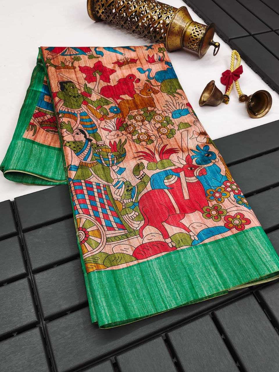 Ynf Tussar Silk KESH532 SAKHI MADHUBANI Silk Sarees Wholesale Tussar Silk Sarees Printed Silk Saree Kalamkari Silk Sarees Manufacturer