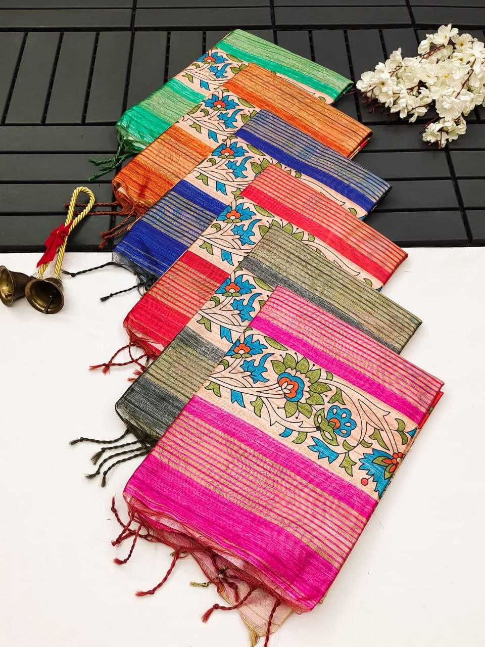 Ynf Tussar Silk KESH532 SAKHI MADHUBANI Silk Sarees Wholesale Tussar Silk Sarees Printed Silk Saree Kalamkari Silk Sarees Manufacturer
