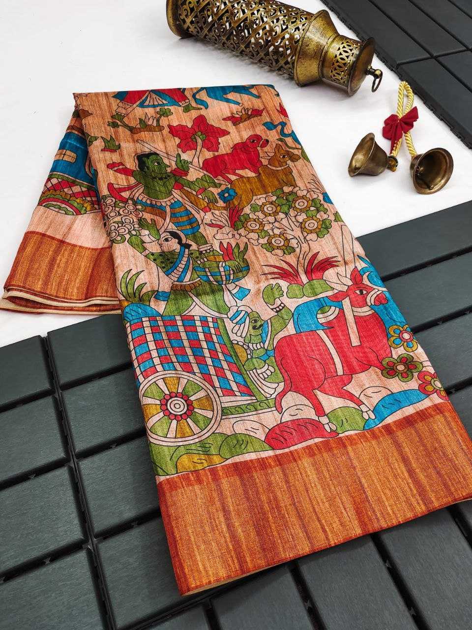 Ynf Tussar Silk KESH532 SAKHI MADHUBANI Silk Sarees Wholesale Tussar Silk Sarees Printed Silk Saree Kalamkari Silk Sarees Manufacturer