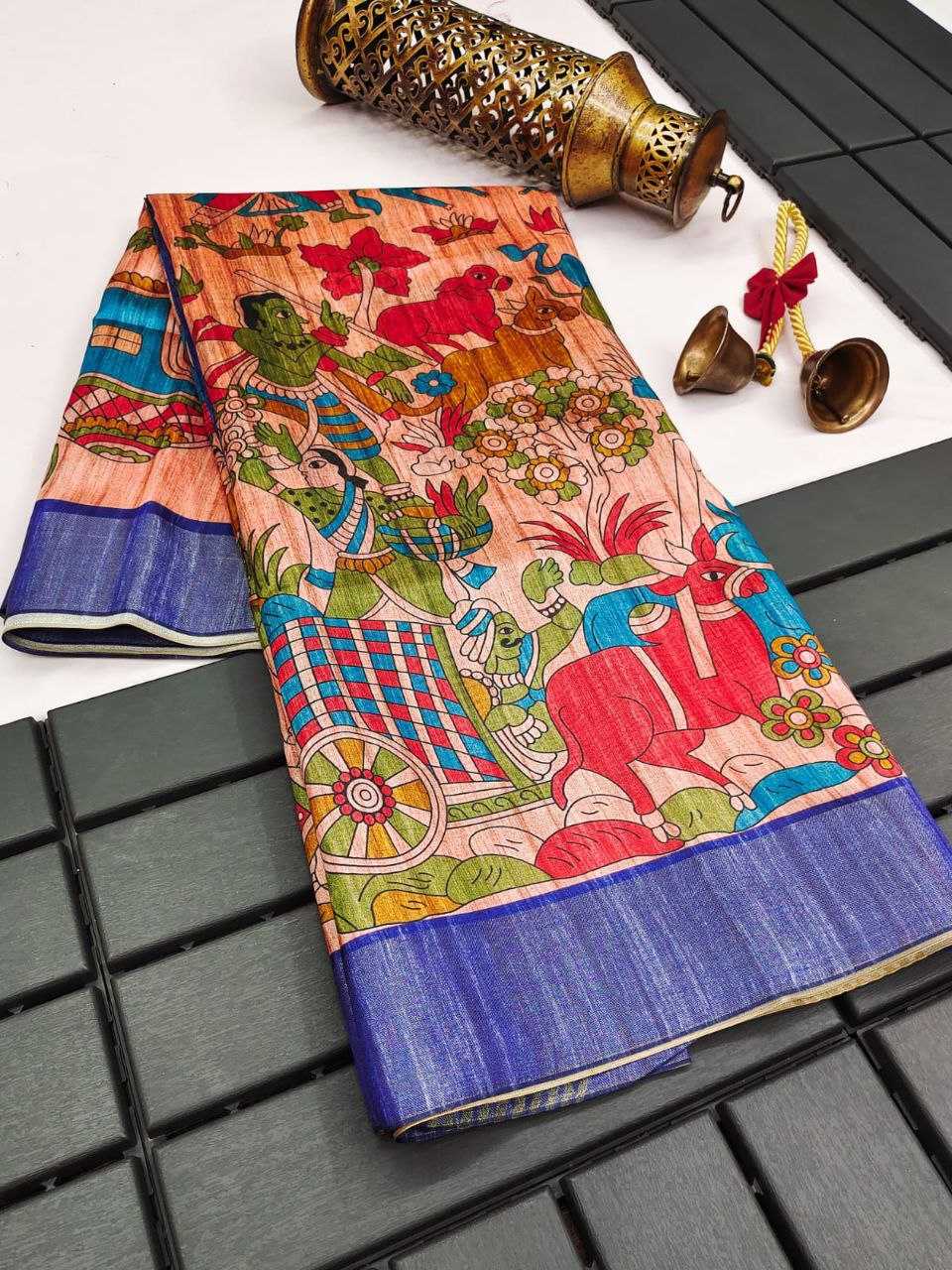 Ynf Tussar Silk KESH532 SAKHI MADHUBANI Silk Sarees Wholesale Tussar Silk Sarees Printed Silk Saree Kalamkari Silk Sarees Manufacturer