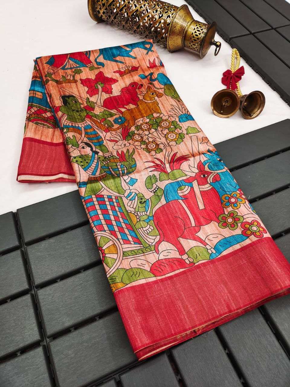 Ynf Tussar Silk KESH532 SAKHI MADHUBANI Silk Sarees Wholesale Tussar Silk Sarees Printed Silk Saree Kalamkari Silk Sarees Manufacturer