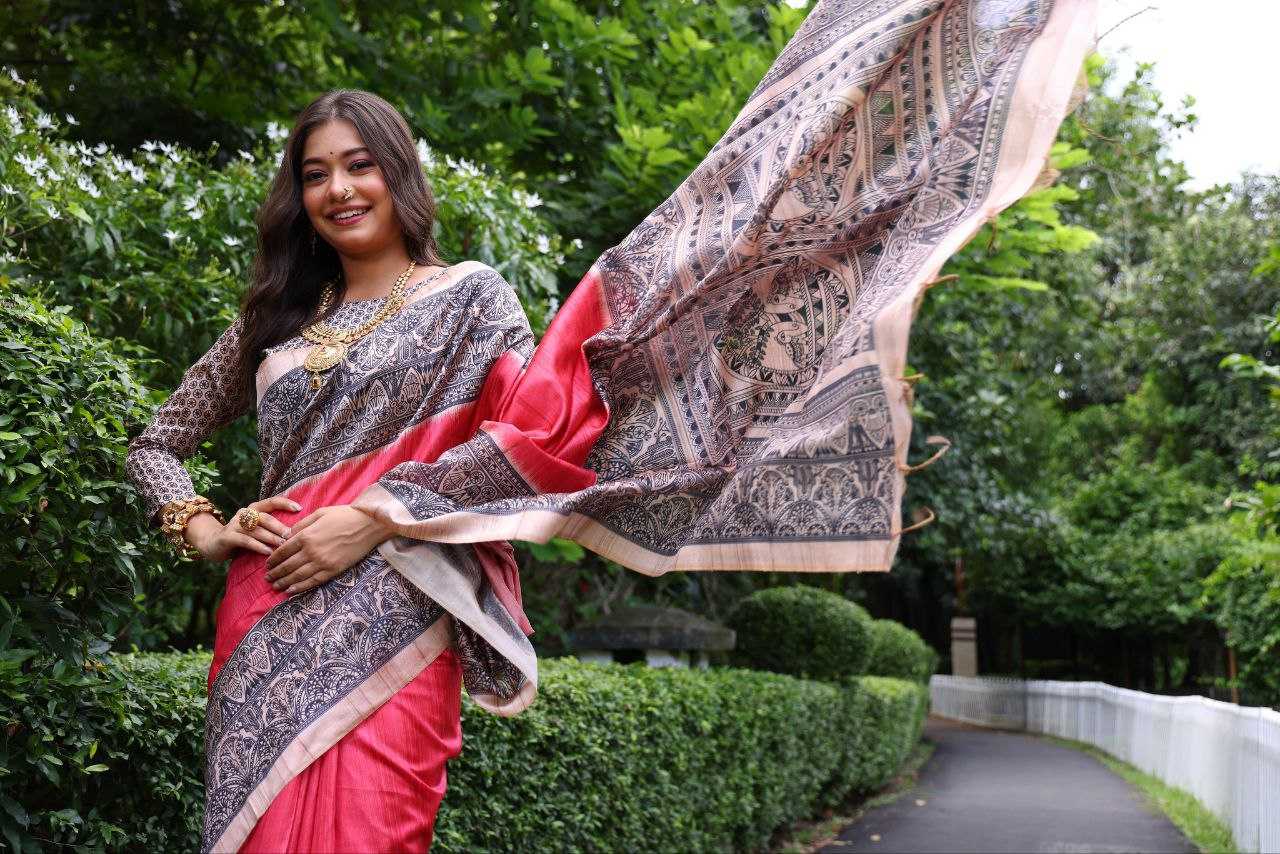 Ynf Tussar Silk KESH532 Yogita 103 Silk Sarees Wholesale Tussar Silk Sarees Printed Silk Saree Manufacturer