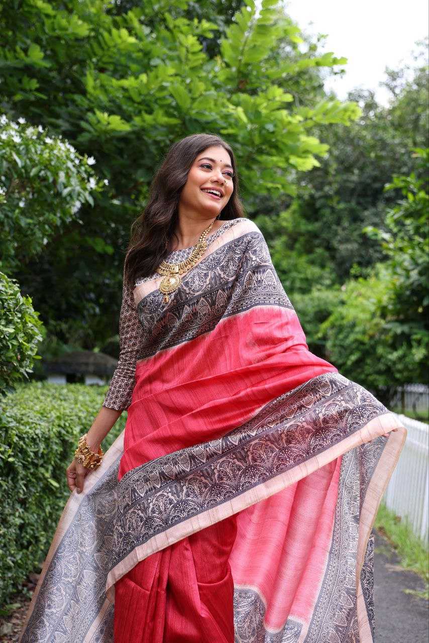 Ynf Tussar Silk KESH532 Yogita 103 Silk Sarees Wholesale Tussar Silk Sarees Printed Silk Saree Manufacturer