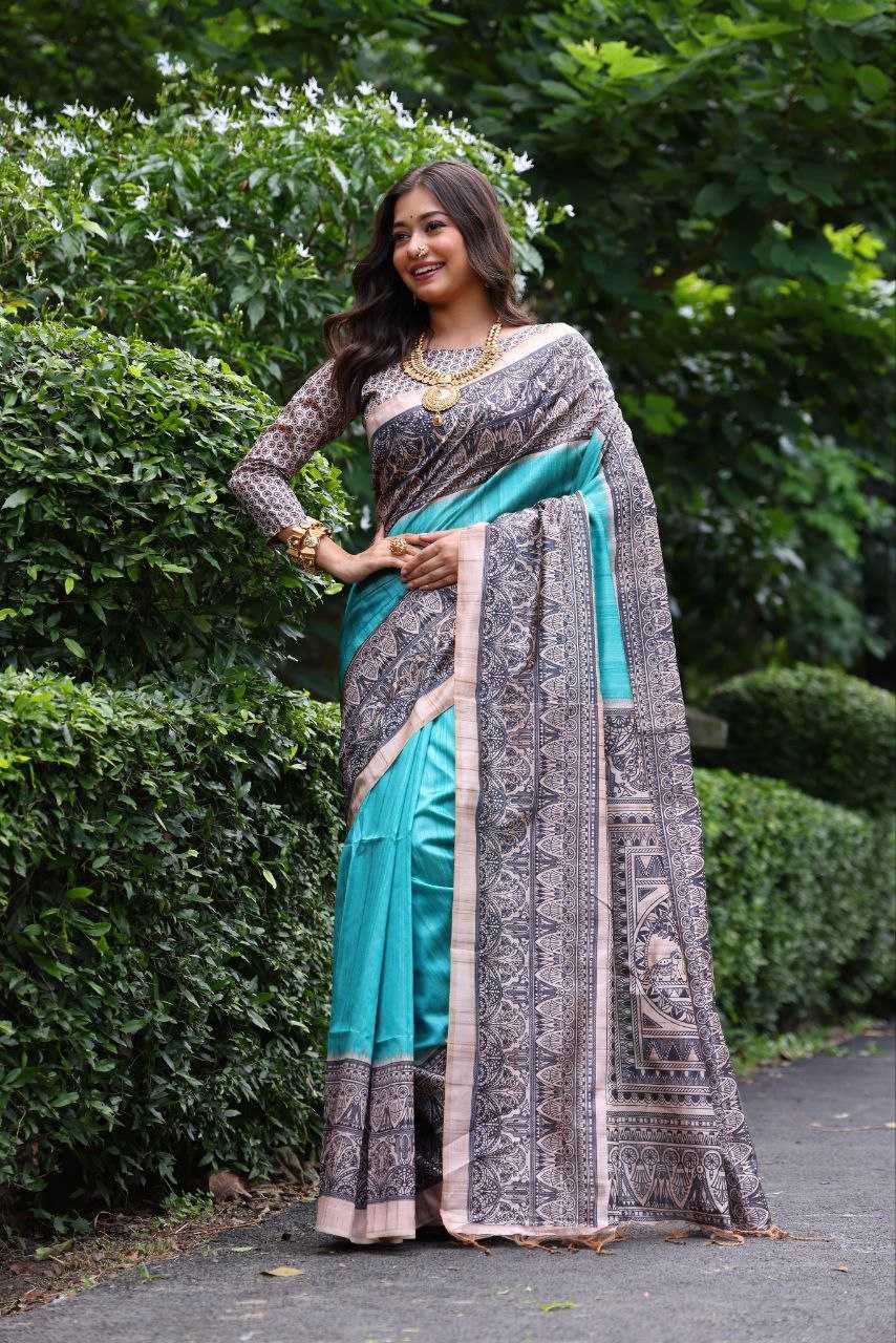 Ynf Tussar Silk KESH532 Yogita 103 Silk Sarees Wholesale Tussar Silk Sarees Printed Silk Saree Manufacturer