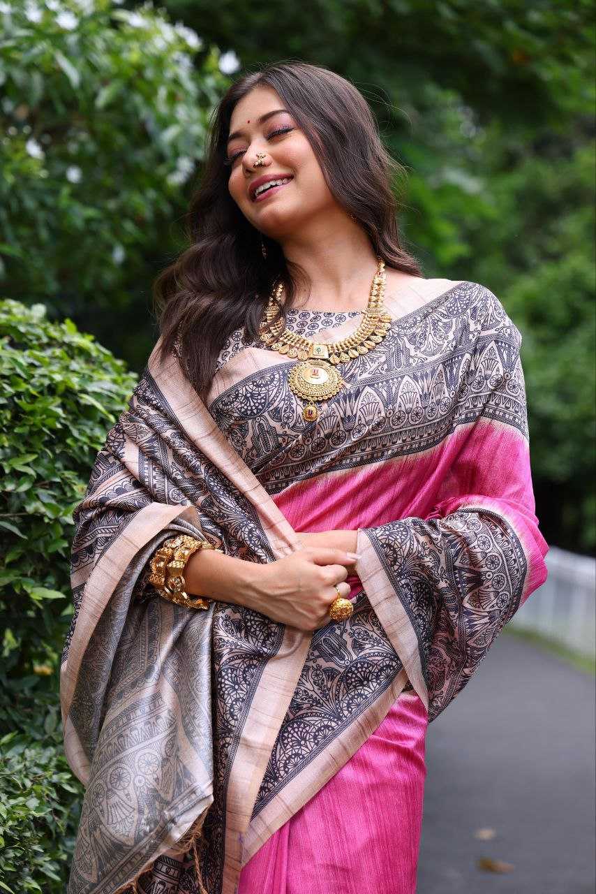 Ynf Tussar Silk KESH532 Yogita 103 Silk Sarees Wholesale Tussar Silk Sarees Printed Silk Saree Manufacturer